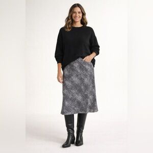 Carolina Belle Cheetah Print Midi Skirt Black & Tan